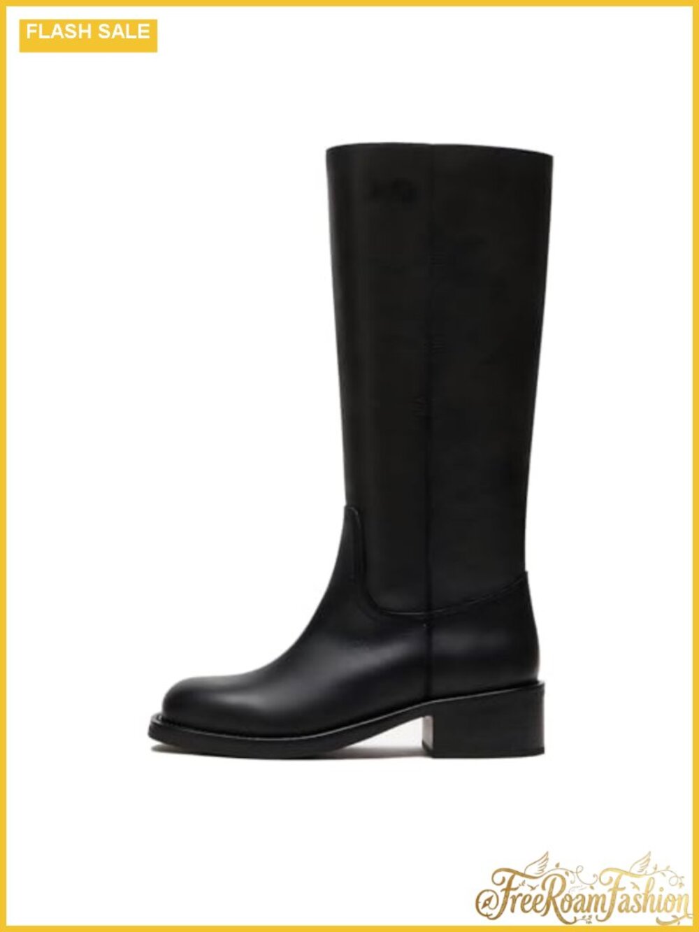 Womens Knee High Boots Square Toe Block Heel Wide Calf Pull On Riding Boots